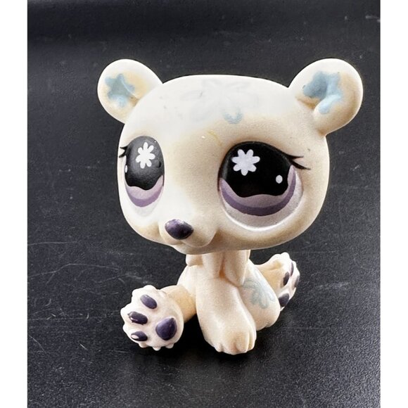 Littlest Pet Shop 470 Polar Bear Purple Star Eyes LPS Authentic 2007 G2 Cuddlies - Picture 1 of 9